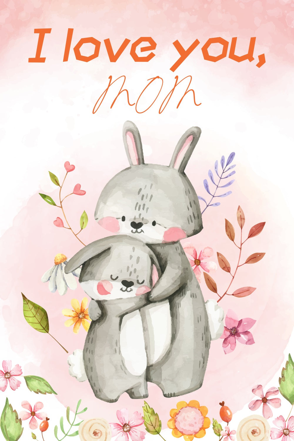 Muttertagskulisse Adorable Bunny Floral Customized Backdrop LXX3-88