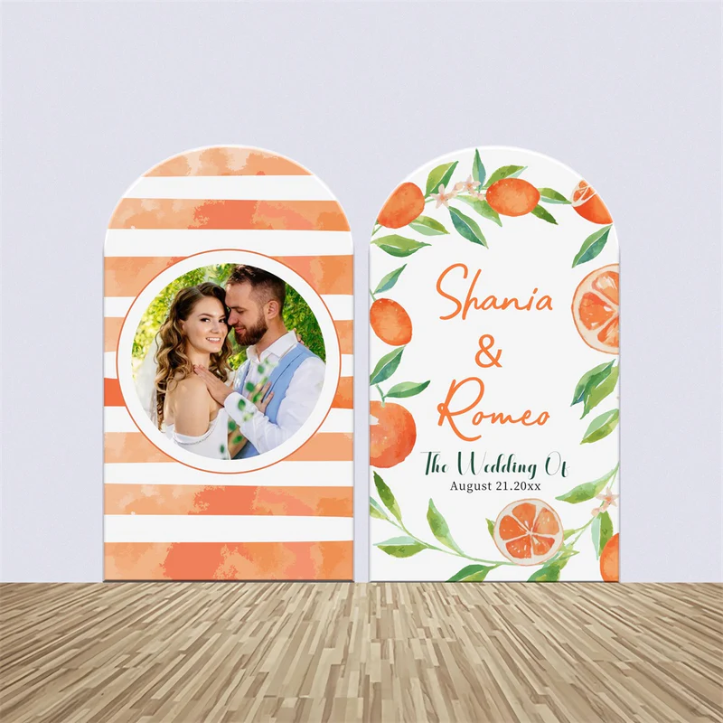 Hochzeitsparty Hintergrundkulissen Aquarell Orange Blatt Bogen Hintergrund Kit LXX4-129