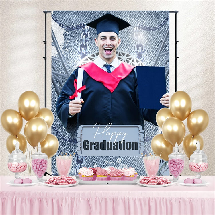 Graduated Backdrop Silber Ketten Custom Graduation Party Backdrop LXX4-149