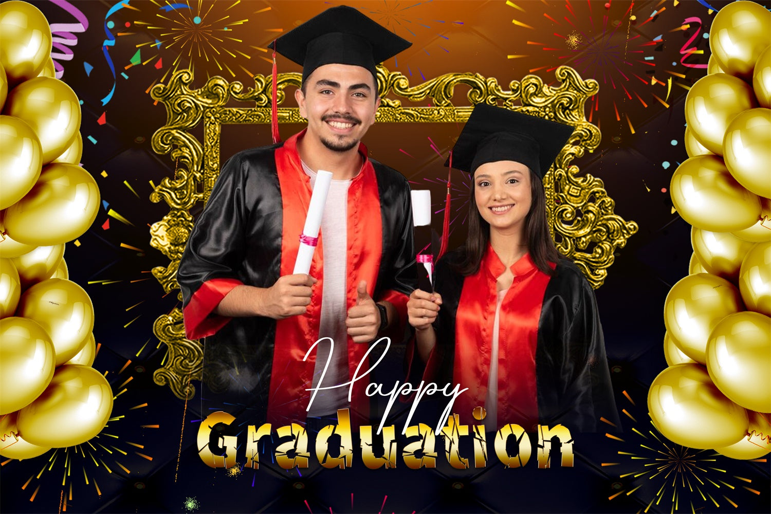Custom Graduation Backdrop Feuerwerk Ballon Graduation Party Backdrop LXX4-158
