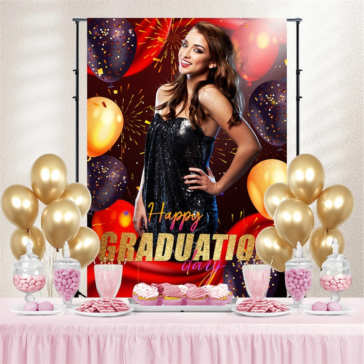 Customized Graduation Backdrop Glamorous Ballon Graduation Party Backdrop LXX4-159