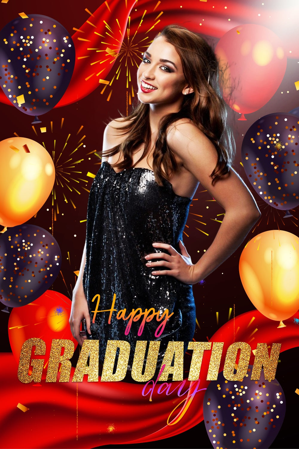 Customized Graduation Backdrop Glamorous Ballon Graduation Party Backdrop LXX4-159