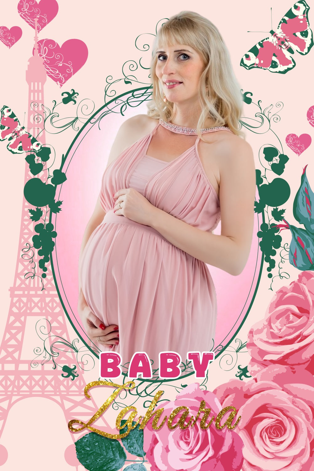 Baby Shower Backdrop Mädchen Schmetterling Eiffelturm Floral Custom Backdrop LXX4-189