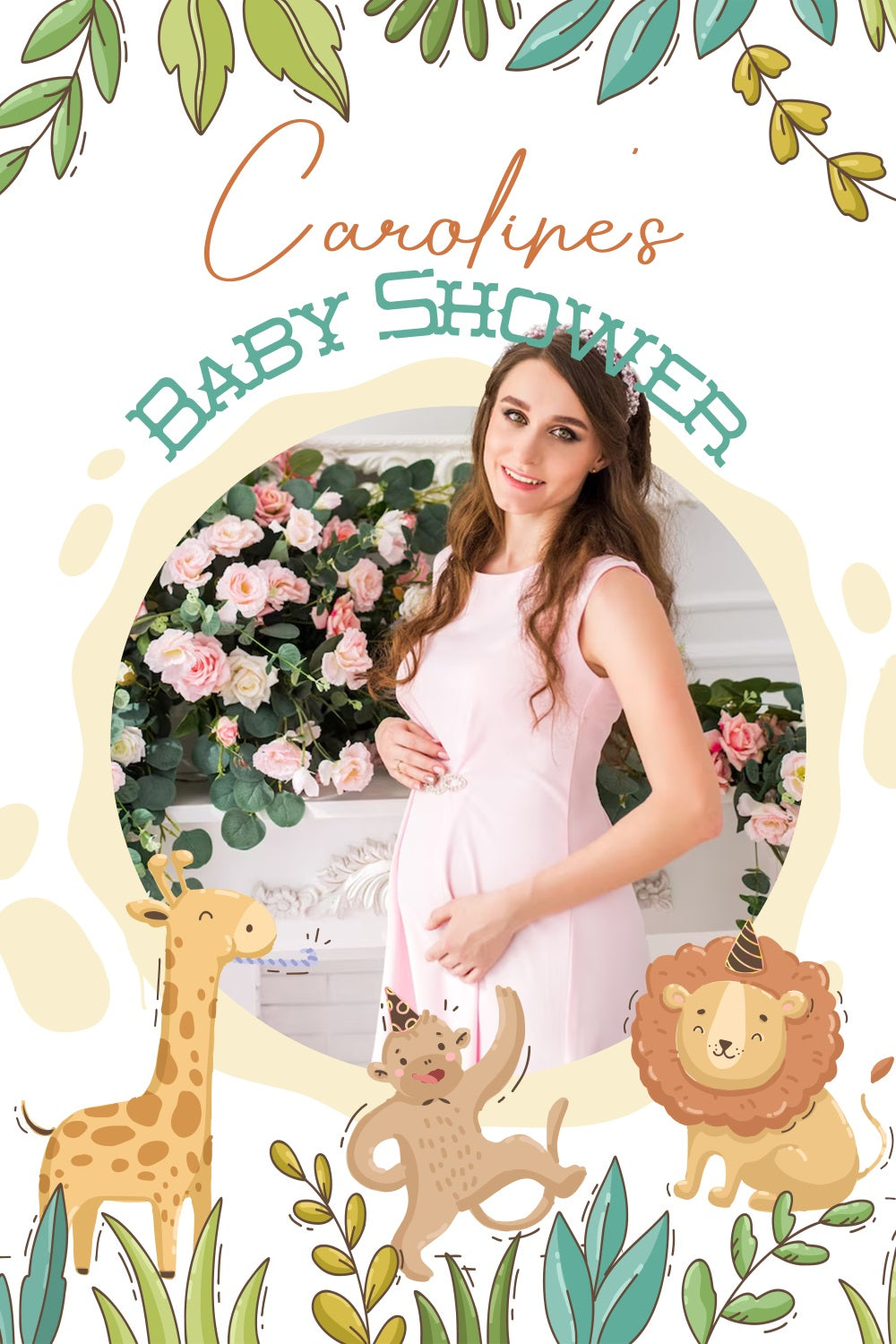 Safari Baby Dusche Hintergrund Cartoon Dschungel Tier personalisierte Kulisse LXX4-192
