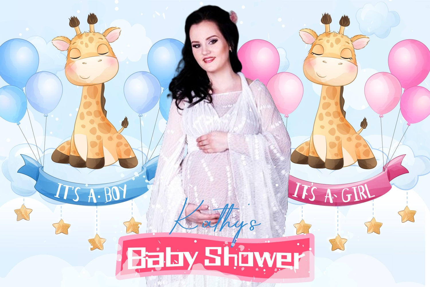 Baby Shower Safari Hintergrund Giraffe Gender Reveal Party Individueller Hintergrund LXX4-193