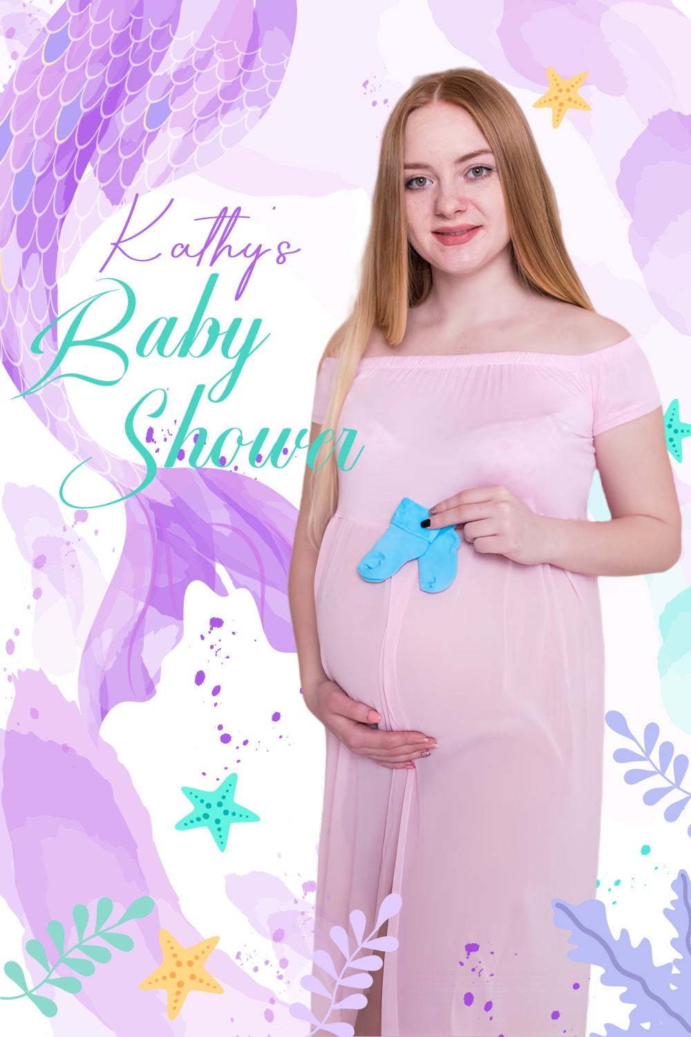 Backdrop Baby Shower Lila Meerjungfrauenschwanz Individuelles Backdrop LXX4-197