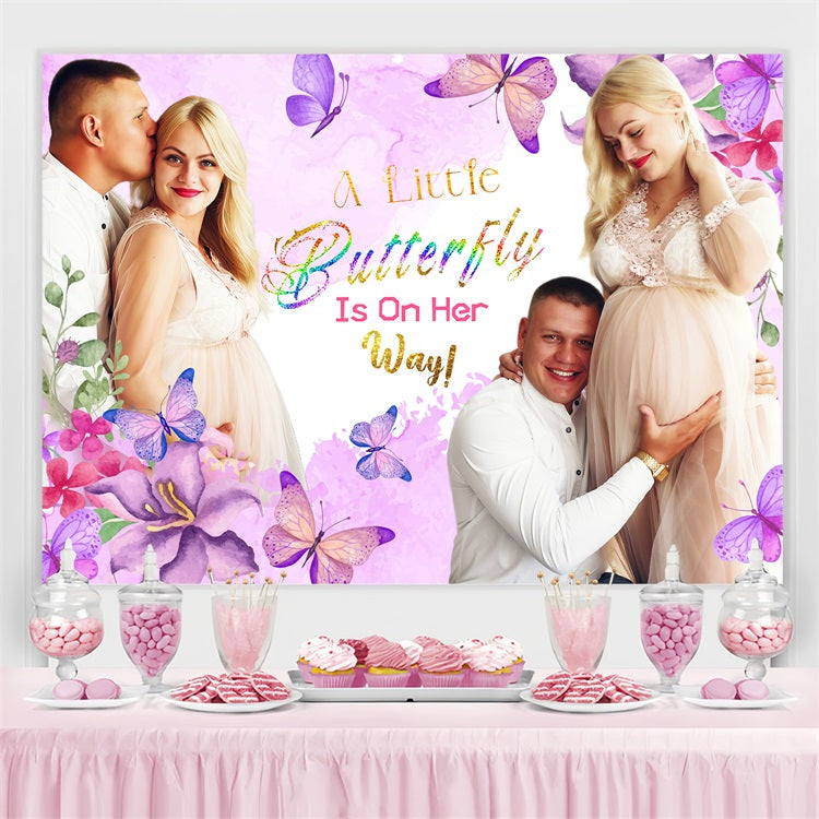 Baby Shower Backdrops für Mädchen Pastell Schmetterling Garten Customized Backdrop LXX4-209