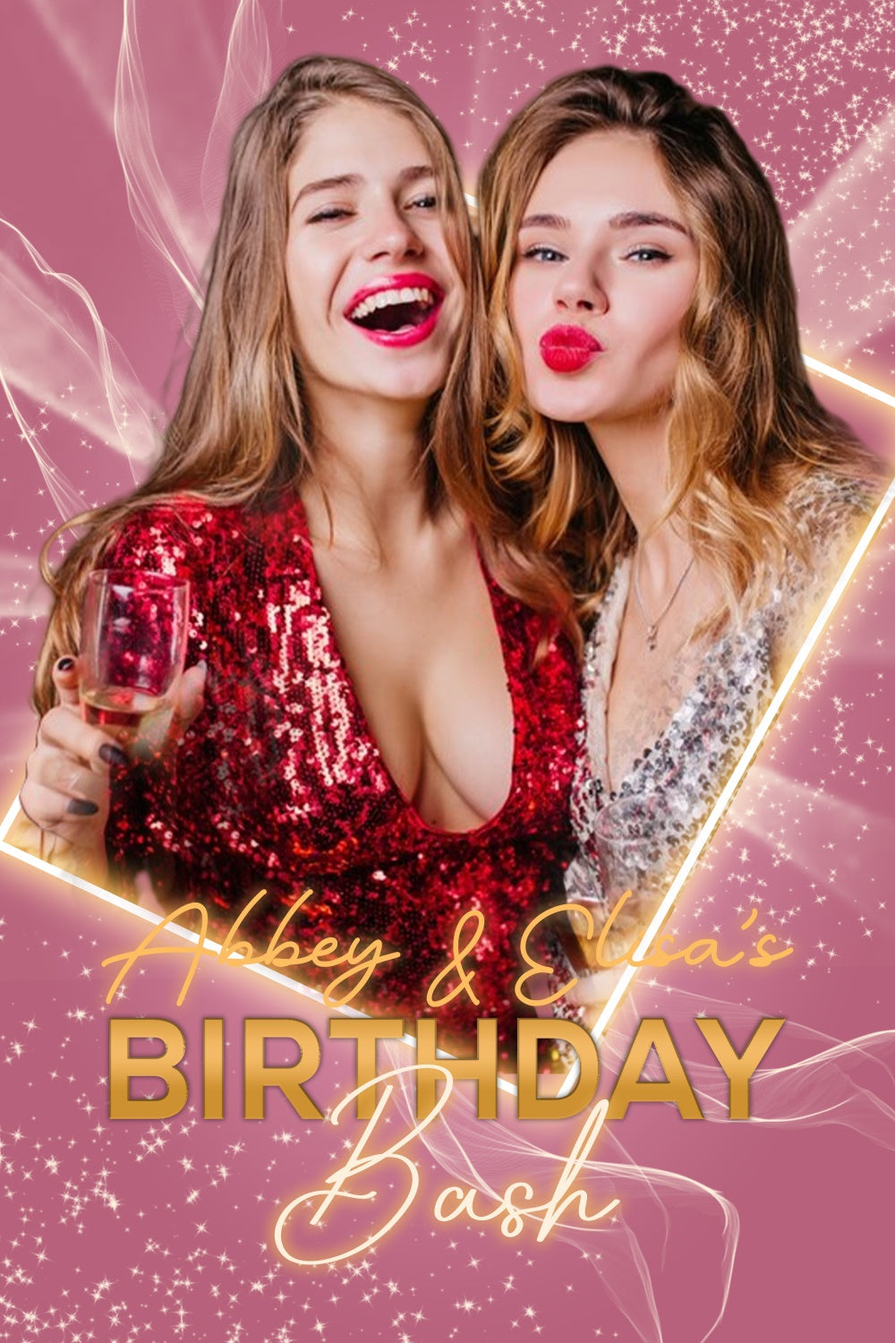 Personalisierte Backdrop für Geburtstag Rosa Konfetti Glow Backdrop LXX4-5