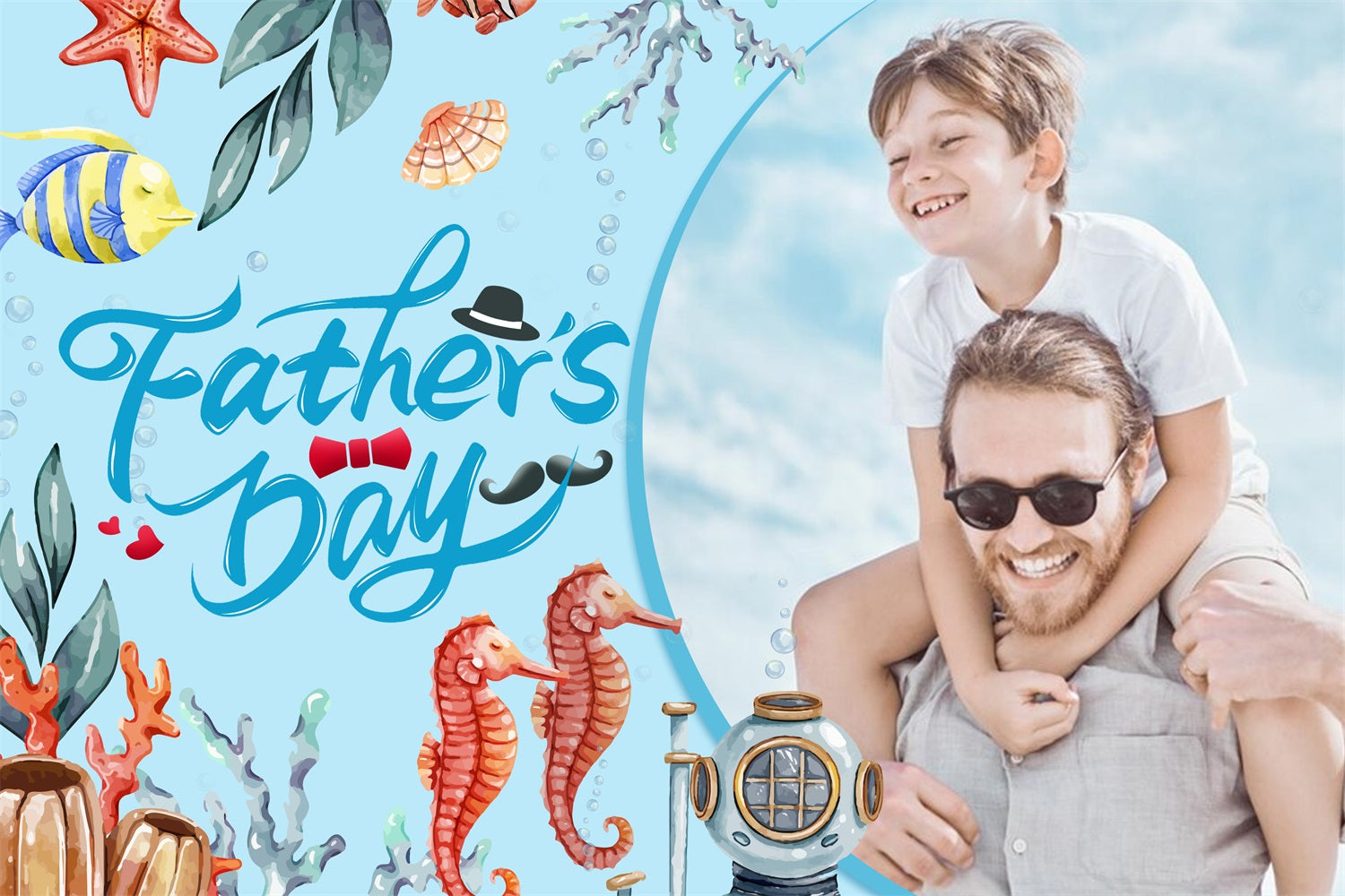 Vatertag Backdrops Unterwasser Ozean Personalisierte Backdrop LXX4-58