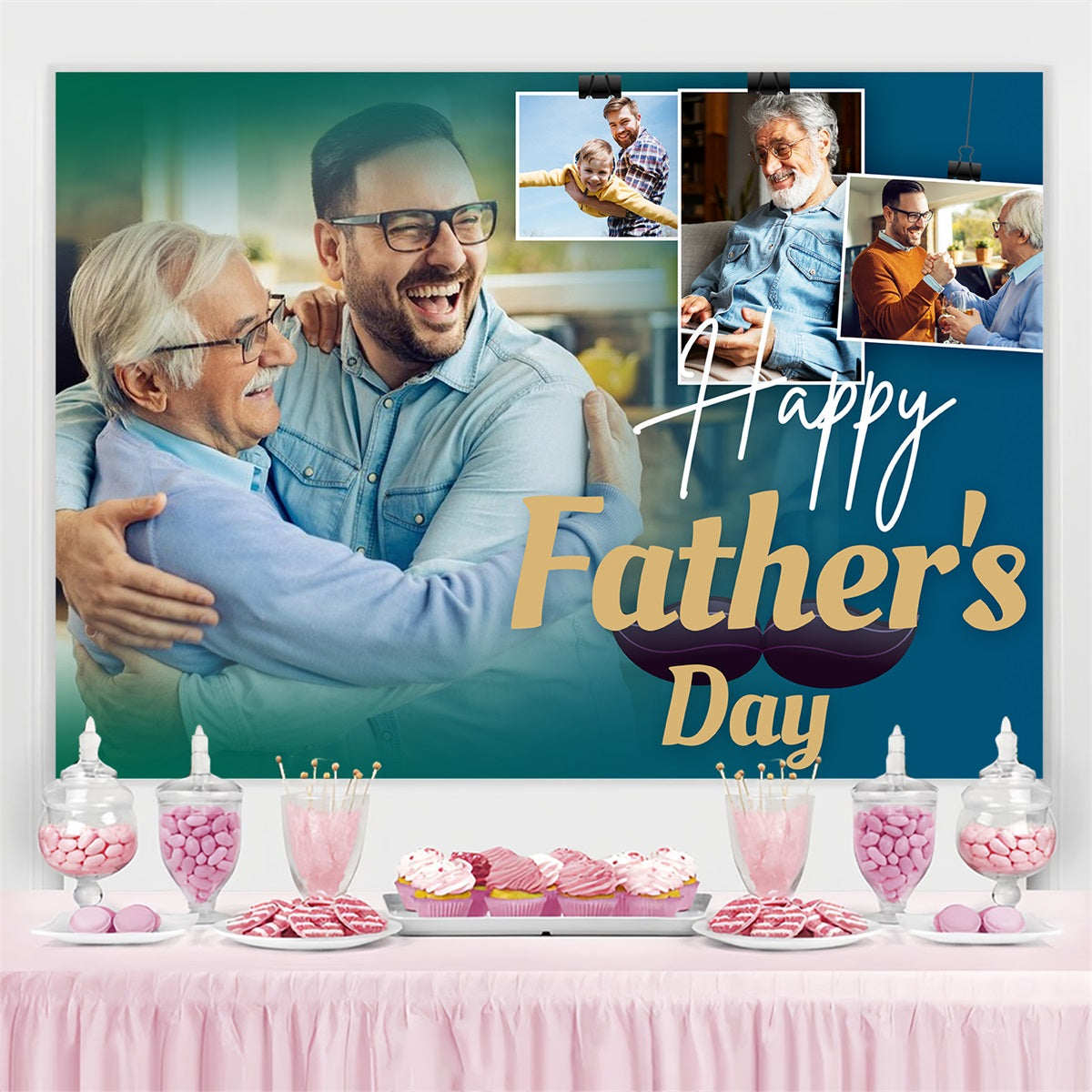Happy Vatertag Fotokulisse Cherished Memories Personalisierte Kulisse LXX4-85
