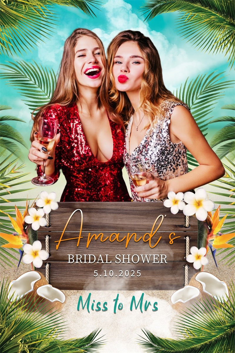 Hintergrund für Brautdusche Fotos Palm Leaves Personalisierte Hintergrund LXX4-95
