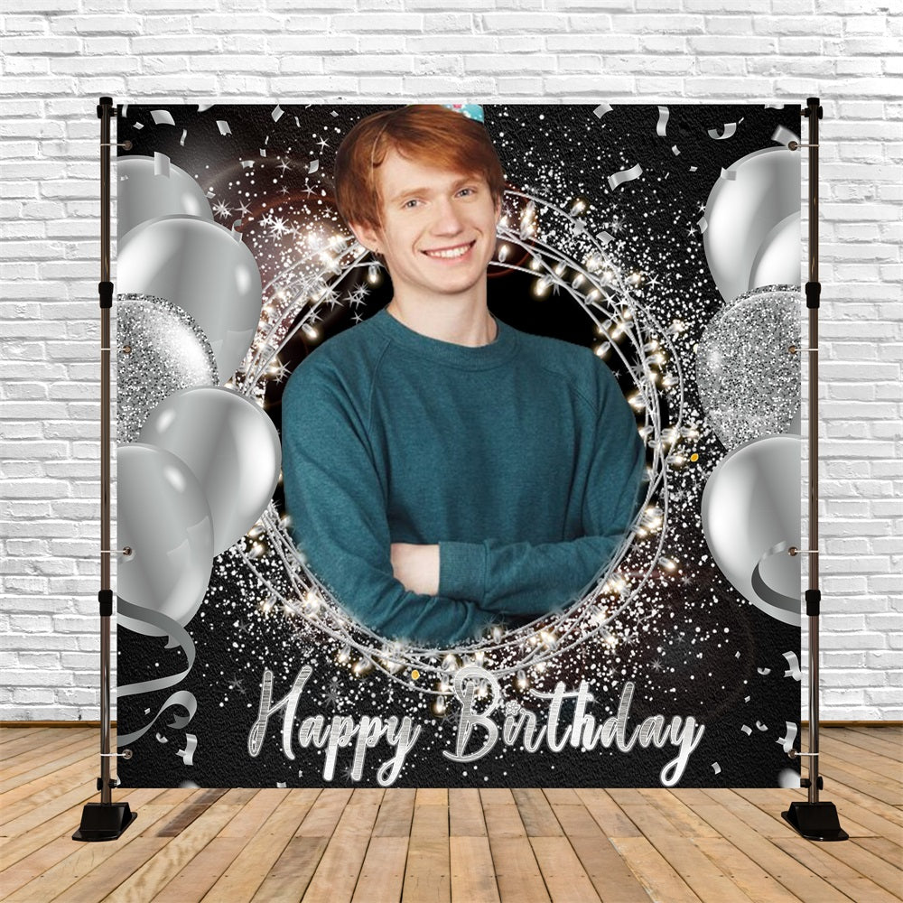 Geburtstag Party Backdrop Glitter Silber Ballon Personalisierte Backdrop LXX5-100