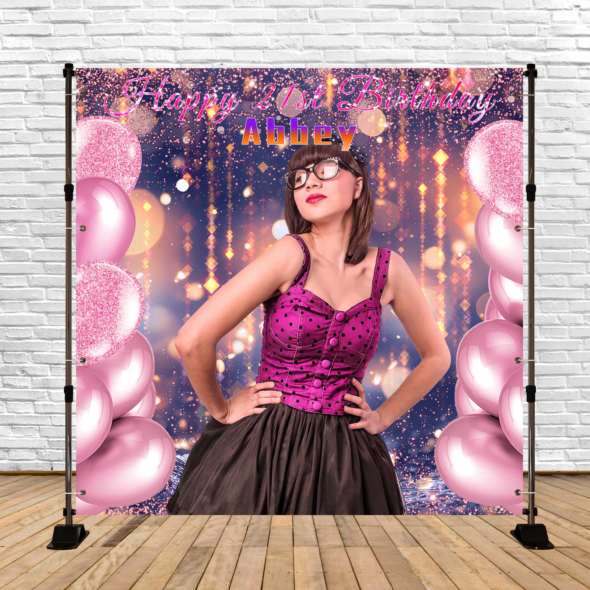 21. Geburtstag Backdrop Glitter Ballons Personalisierte Backdrop LXX5-101