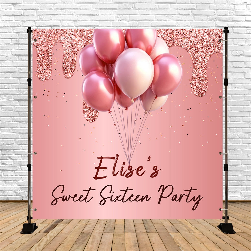 Personalisierte Geburtstagskulissen Rosa Sweet Sixteen Kulisse LXX5-103