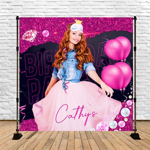 Personalisierte Kulisse für Geburtstag Diamond Ballloon Celebration Backdrop LXX5-106