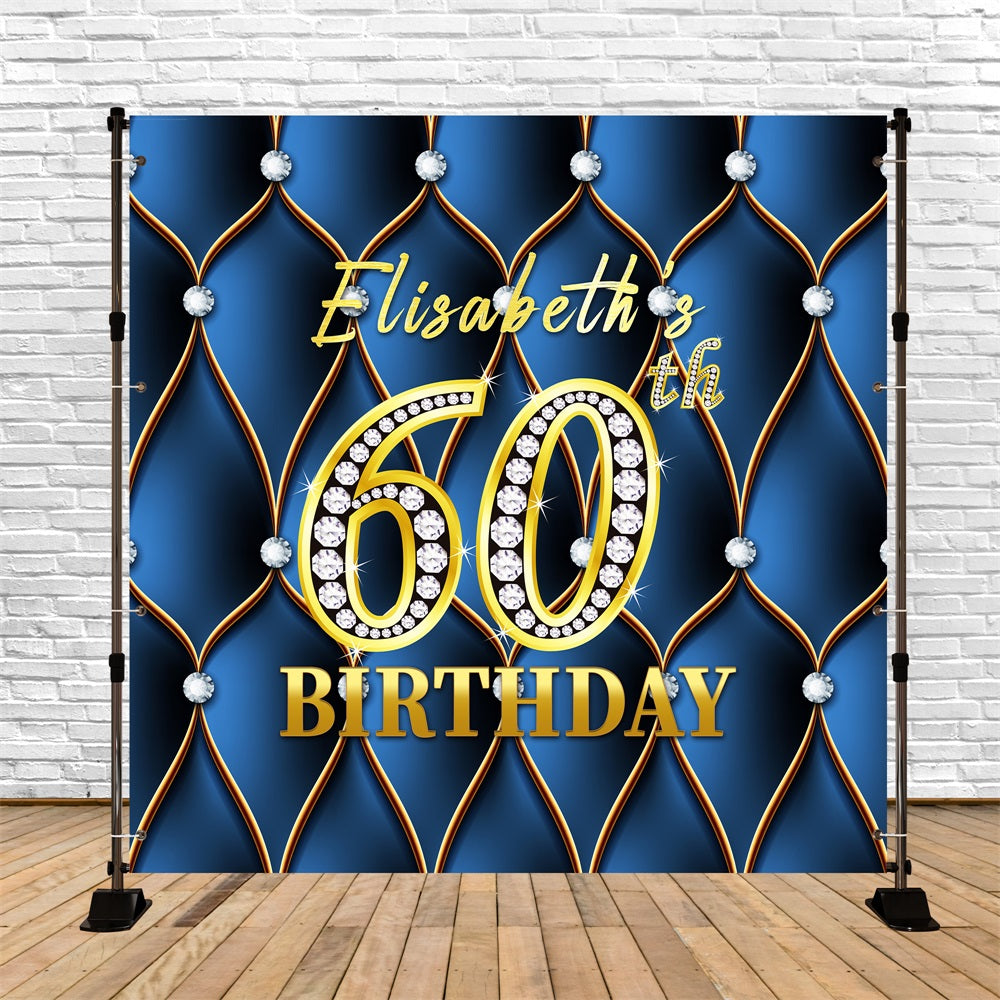 60. Geburtstag Backdrop Diamant Blau Personalisierte Backdrop LXX5-110