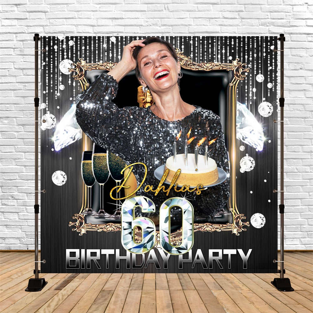 60. Geburtstag Backdrops Rahmen Diamant Party Personalisierte Backdrop LXX5-112