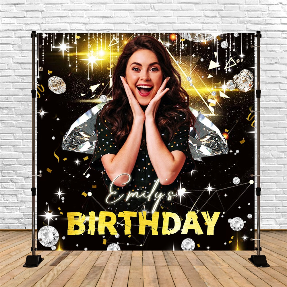 Backdrop Ideen für Geburtstag Dazzling Diamond Party Customized Backdrop LXX5-117