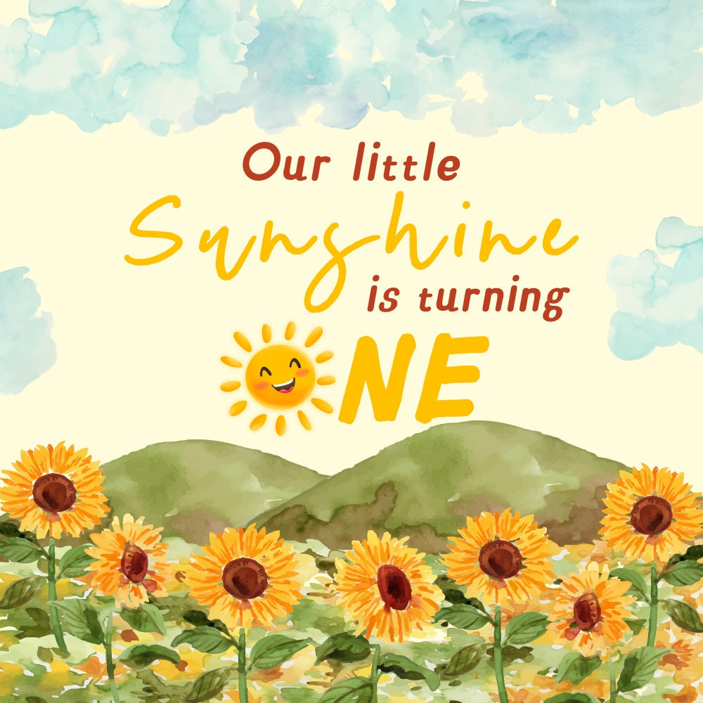 1. Geburtstag Backdrop Sonnige Felder Sonnenblume Personalisierte Backdrop LXX5-129