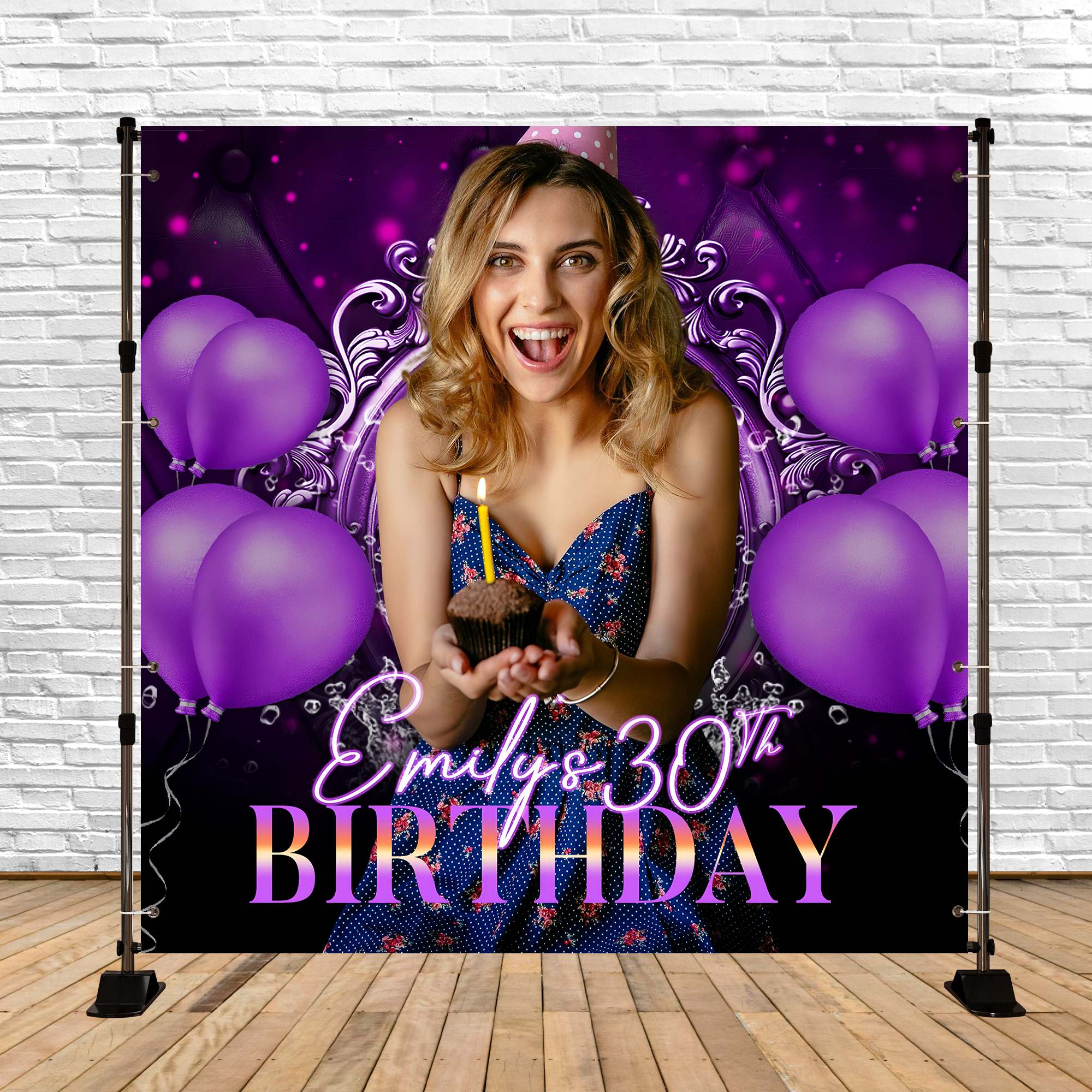 Geburtstag Party Backdrop Lila Popped 30. Personalisierte Backdrop LXX5-138