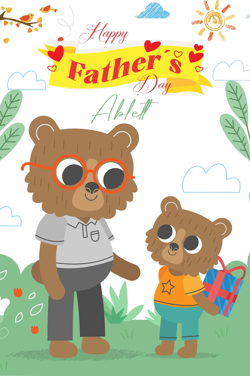 Vatertag Fotohintergrund Bär Familie Liebe Individueller Hintergrund LXX5-2
