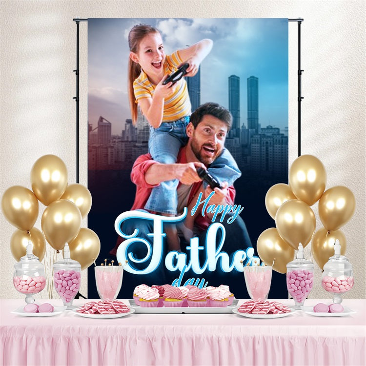 Happy Father's Day Fotokulisse Stadt Abenteuer Spiel Personalisierte Fotokulisse LXX5-20