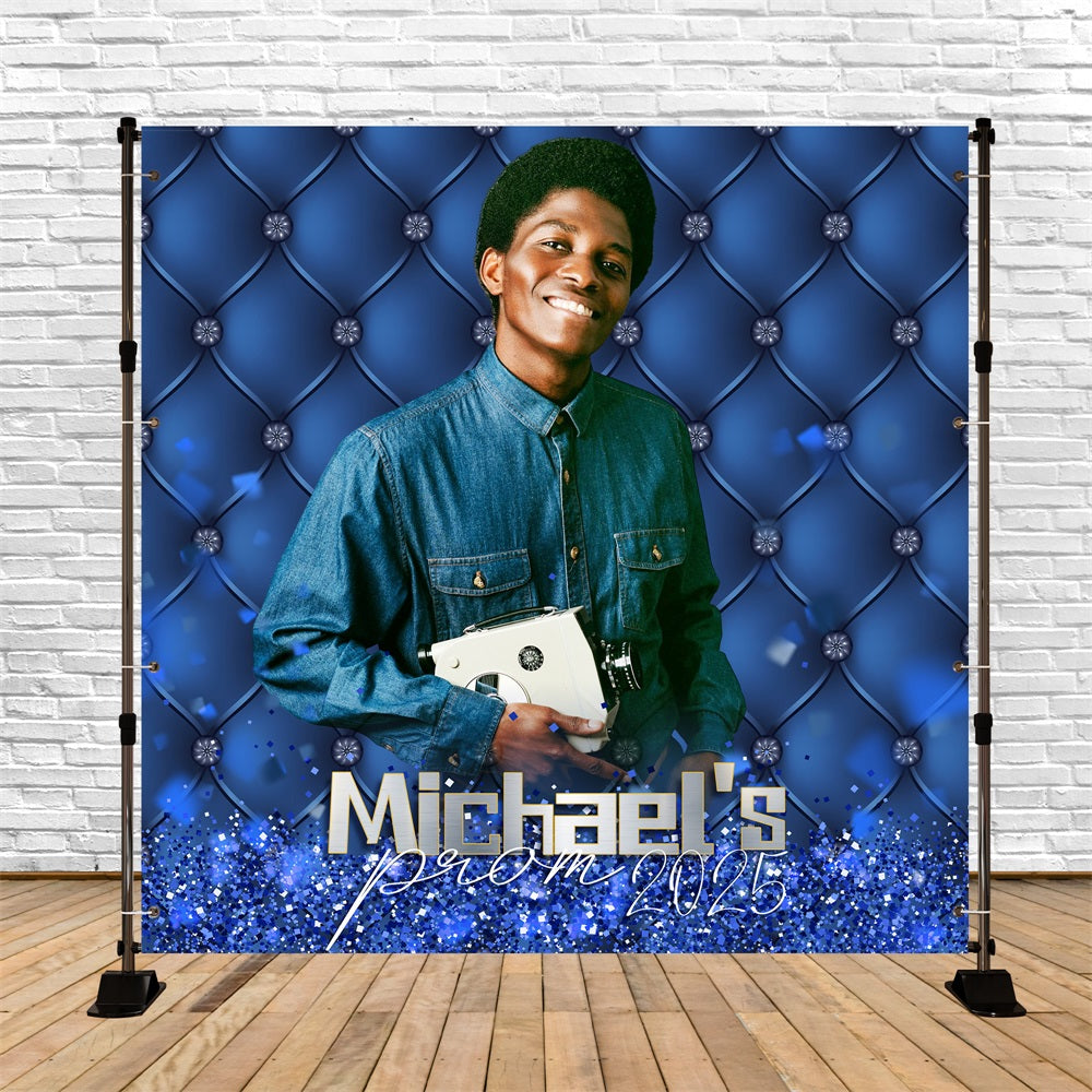 Abschlussball-Fotohintergrund Konfetti Funkelnd Blau Individuell gestaltet Party Abschlussfeier Hintergrund LXX5-203