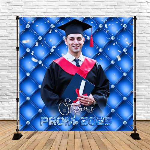 Prom 2025 Backdrop Königsblau Diamant Personalisierte Party Abschlussfeier Backdrop LXX5-204