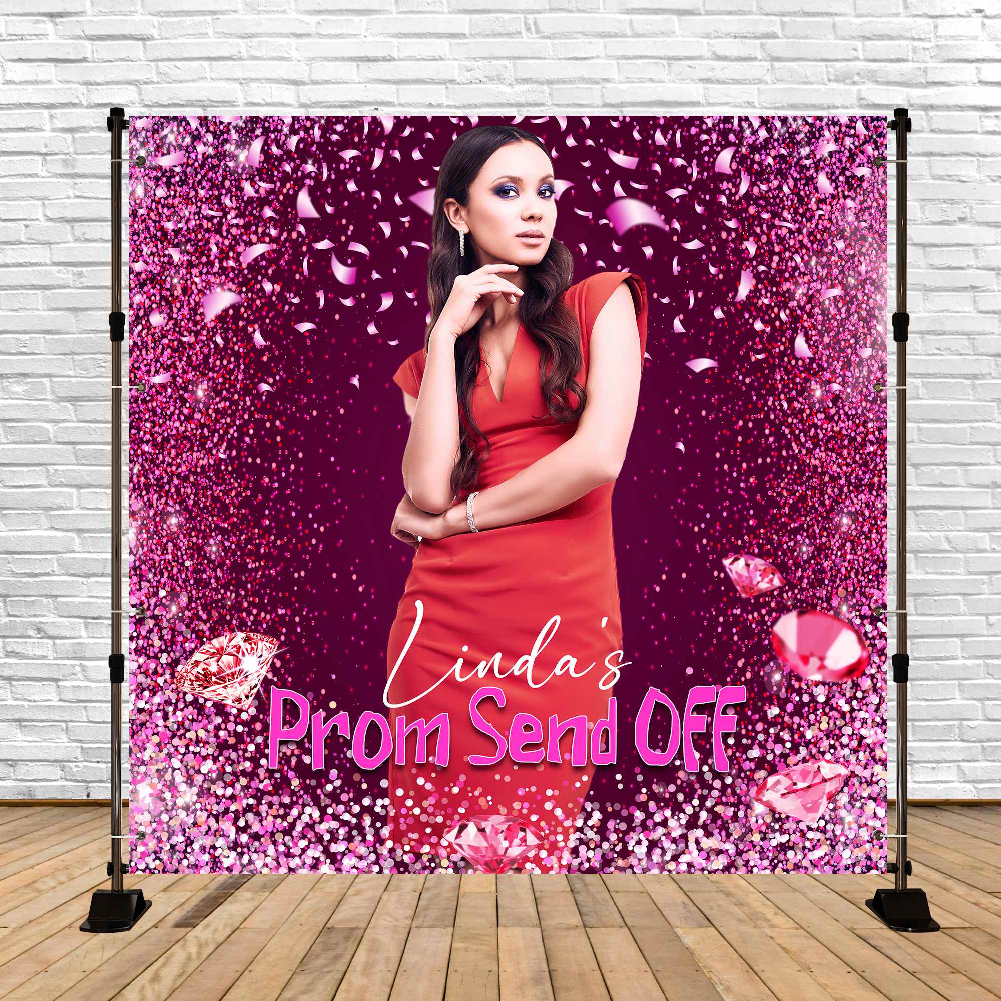Abschlussball Backdrop Design Glitter Konfetti Diamant Personalisierte Party Graduation Backdrop LXX5-206