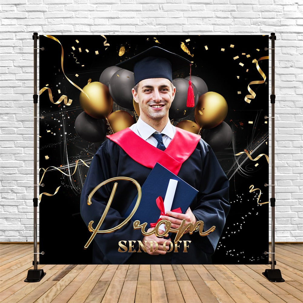 Prom Backdrop Schwarz Gold Ballon Personalisierte Party Graduation Backdrop LXX5-207