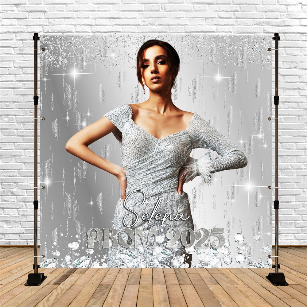 Abschlussball-Hintergrund Diamantene Träume Feder Personalisierte Party Abschlussfeier Hintergrund LXX5-209