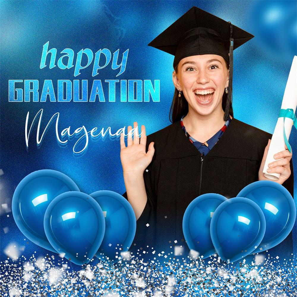 Blau Graduation Backdrop Blue Balloon Celebration Custom Party Graduation Backdrop LXX5-213