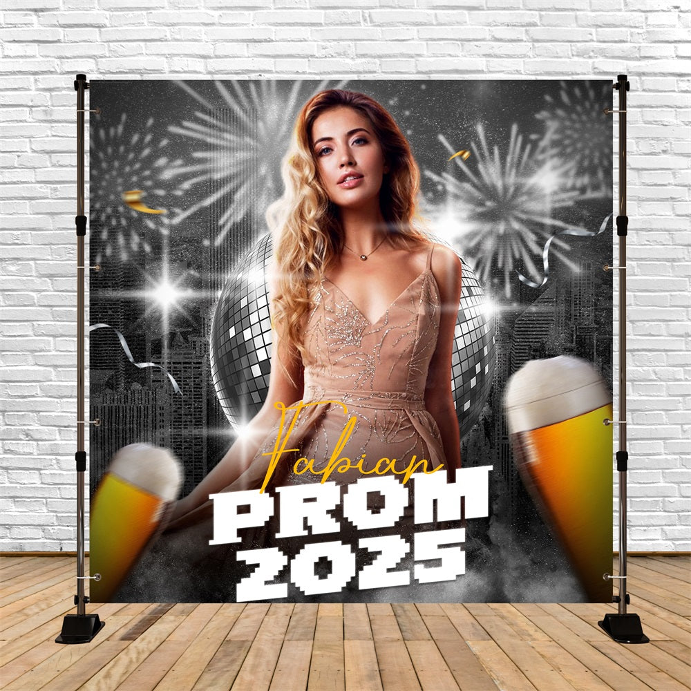 Prom Backdrop Ideen Urban Disco Champagner Personalisierte Party Graduation Backdrop LXX5-214