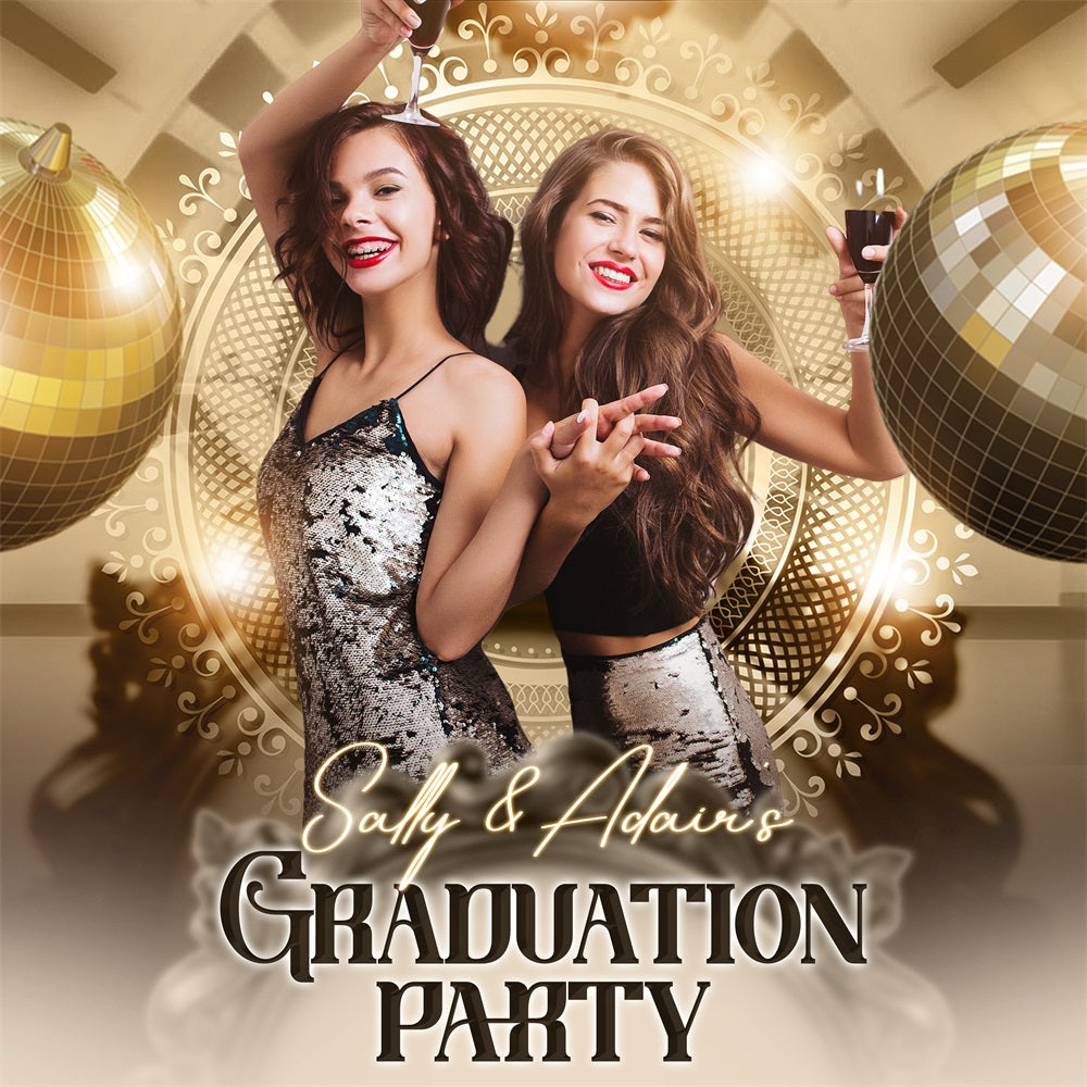 2025 Abschlussfeier Hintergrund Disco Queens Personalisierte Party Abschlussfeier Hintergrund LXX5-215