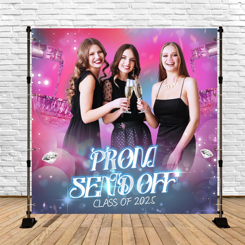 Abschlussball Backdrops Glam Champagne Toast Personalisierte Party Abschlussfeier Backdrop LXX5-217