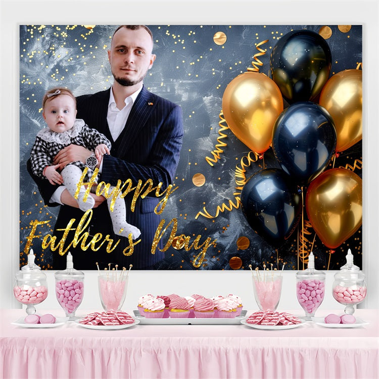 Vatertag Fotokulisse Schwarz-Gold Ballons Personalisierte Kulisse LXX5-22