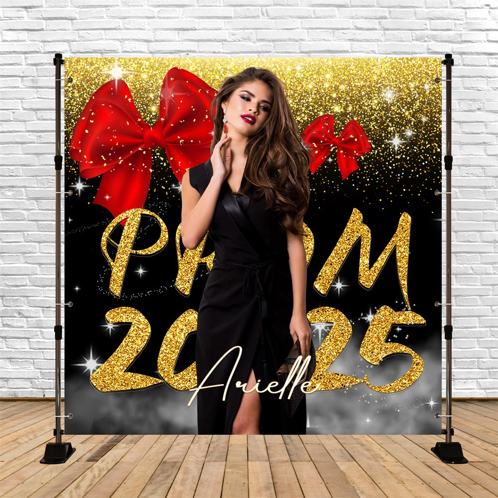 Prom Night Backdrop Rote Schleife Glitter Personalisierte Party Graduation Backdrop LXX5-222