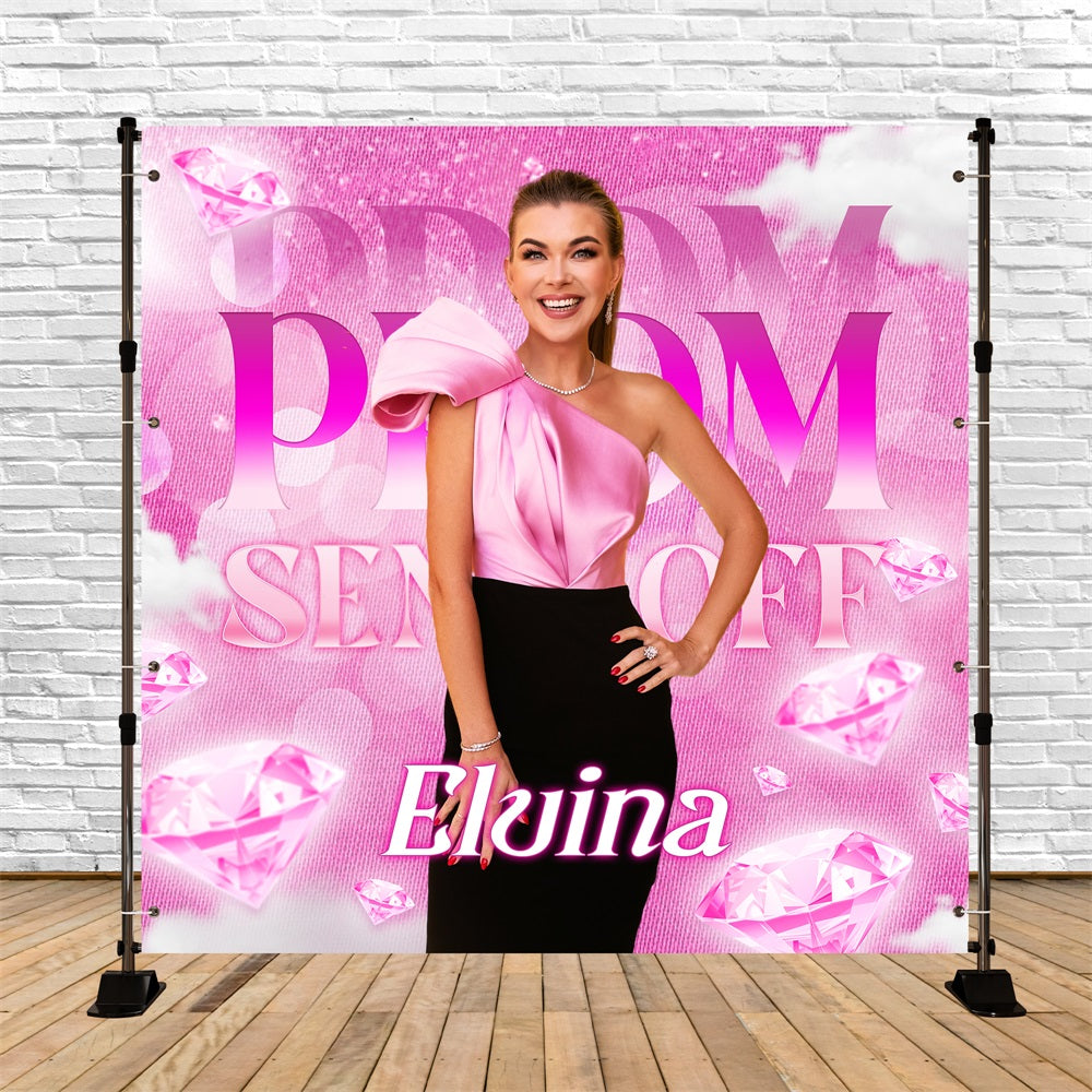 Prom 2025 Backdrop Blush Diamond Elegance Personalisierte Party Graduation Backdrop LXX5-223