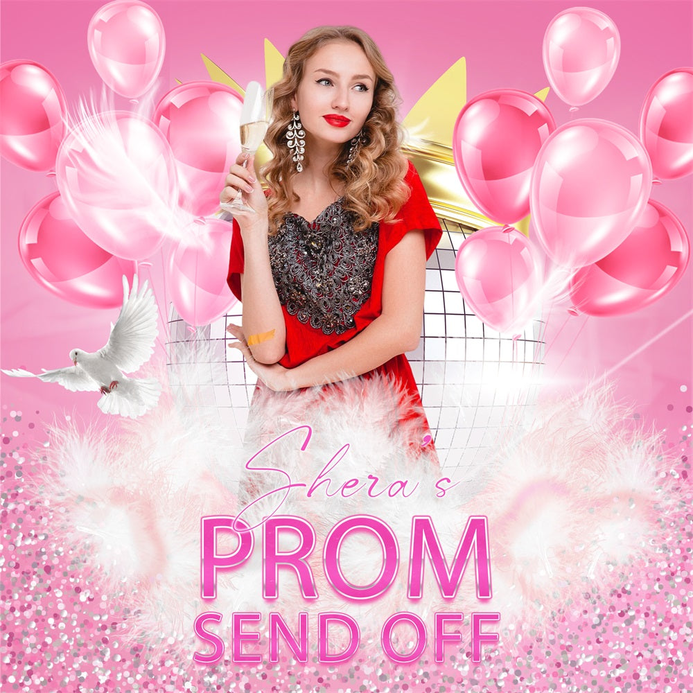 Prom Backdrop Blush Ballons Send Off Custom Party Graduation Backdrop LXX5-225