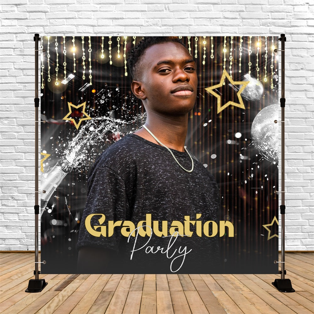 Graduation Backdrop 2025 Champagne Stardust Night Personalisierte Party Graduation Backdrop LXX5-227