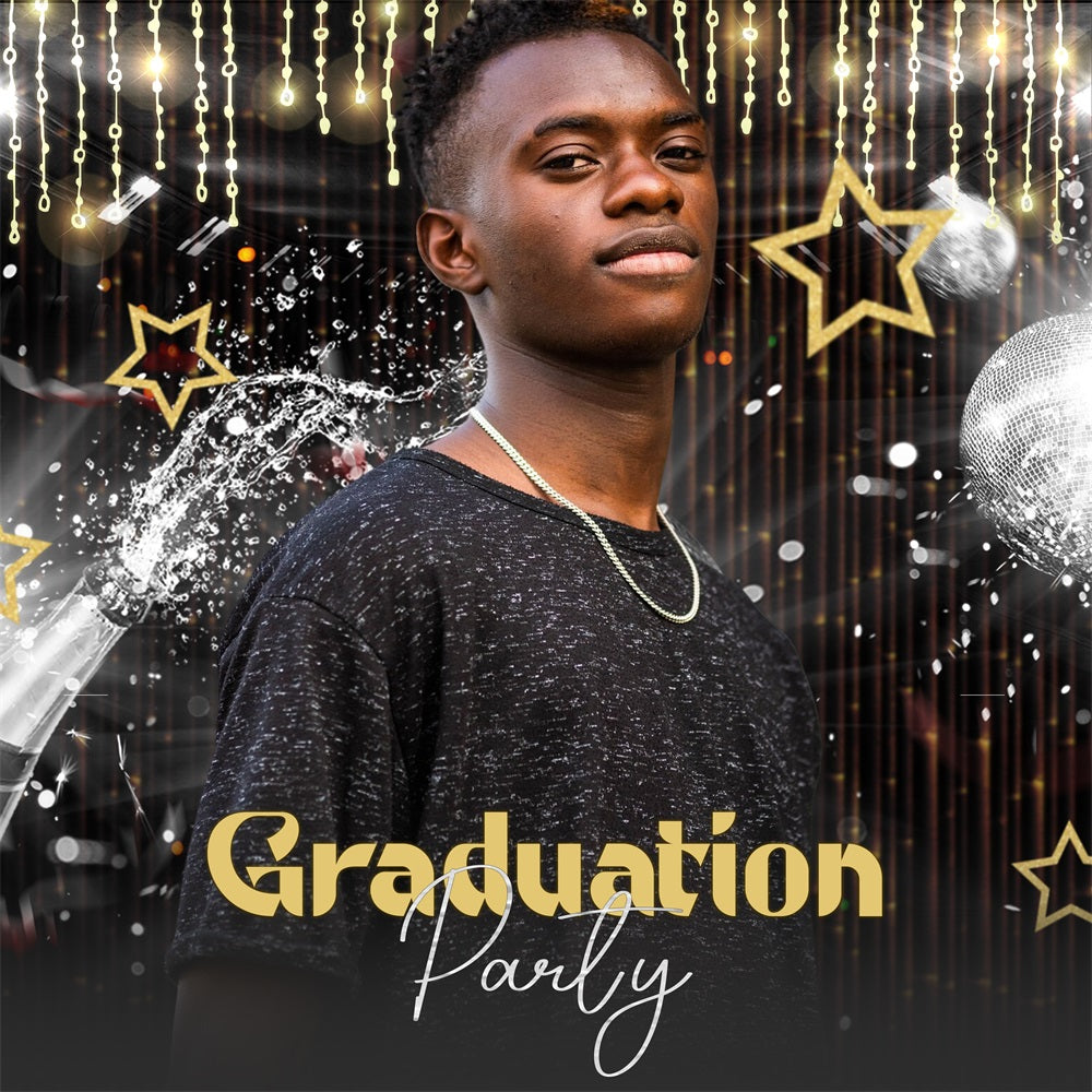 Graduation Backdrop 2025 Champagne Stardust Night Personalisierte Party Graduation Backdrop LXX5-227
