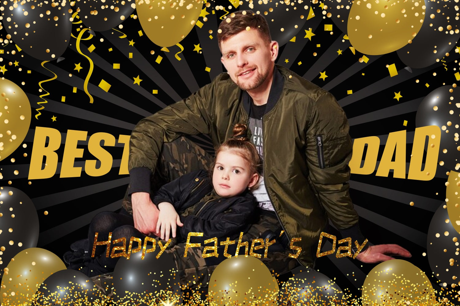 Happy Vatertag Fotokulisse Gold Konfetti Glitter Personalisierte Fotokulisse LXX5-23