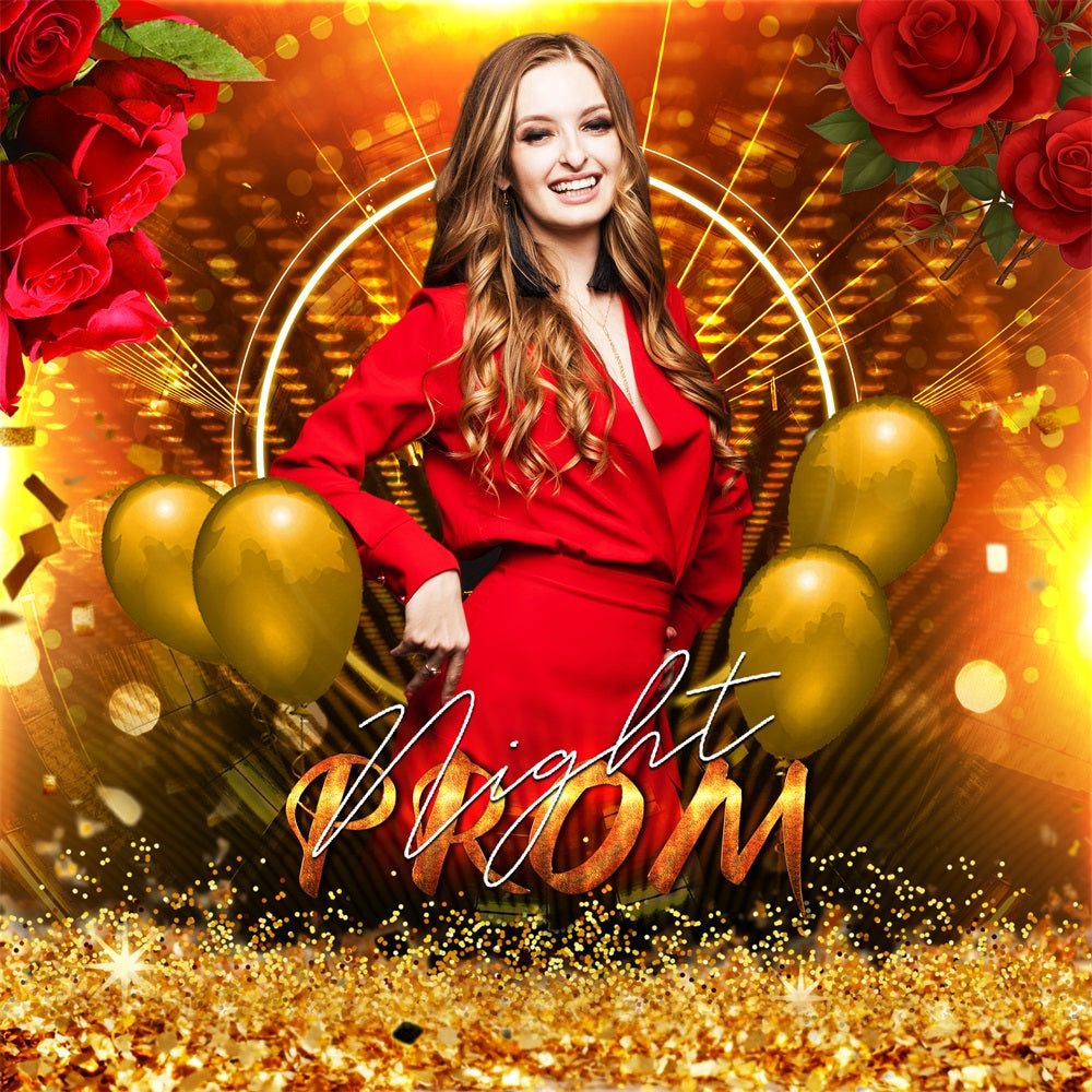 Abschlussball Fotohintergrund Disco Rose Night Personalisierte Party Abschlussfeier Hintergrund LXX5-232