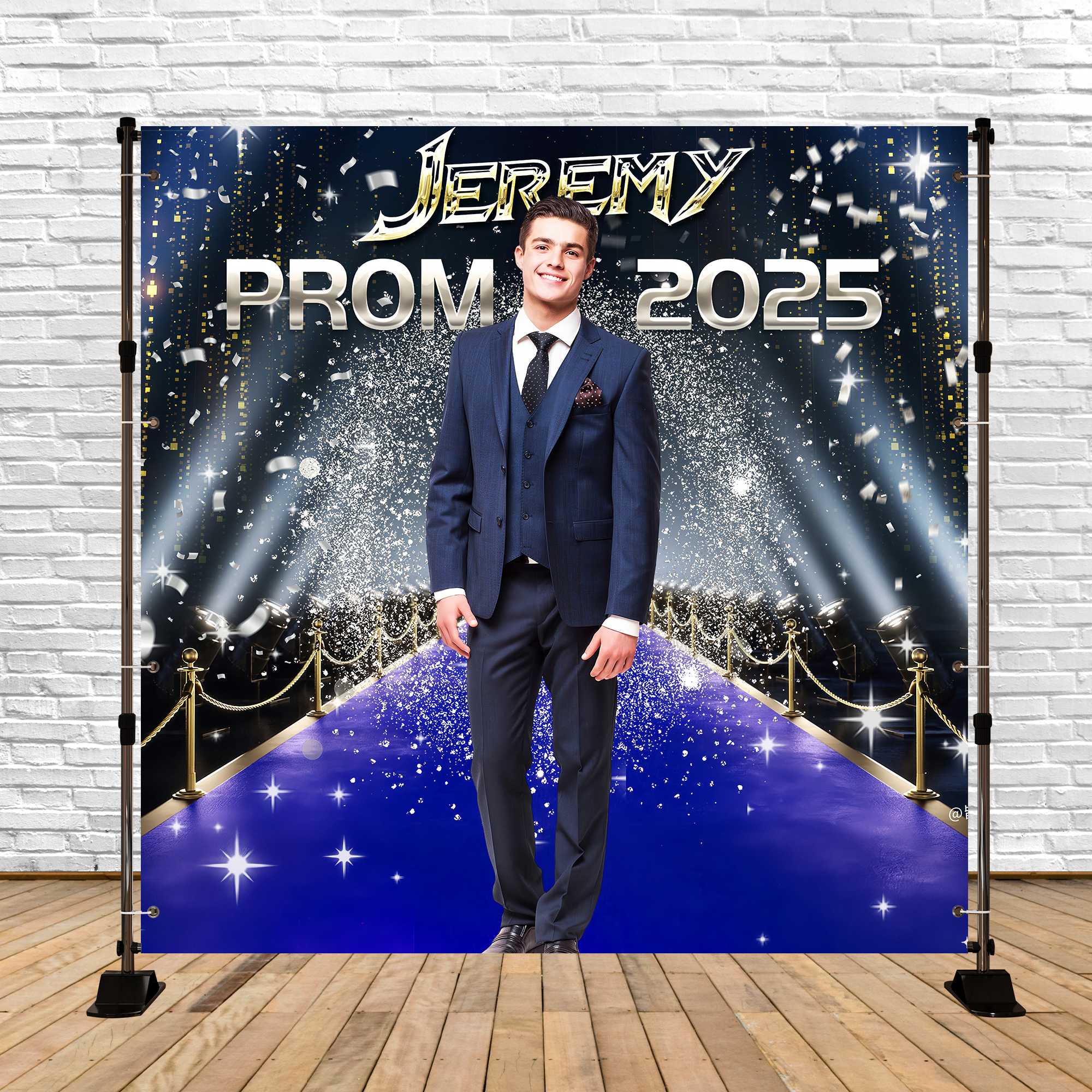 Prom 2025 Hintergrund Sternenblauer Teppich Personalisierte Party Abschlussfeier Hintergrund LXX5-233