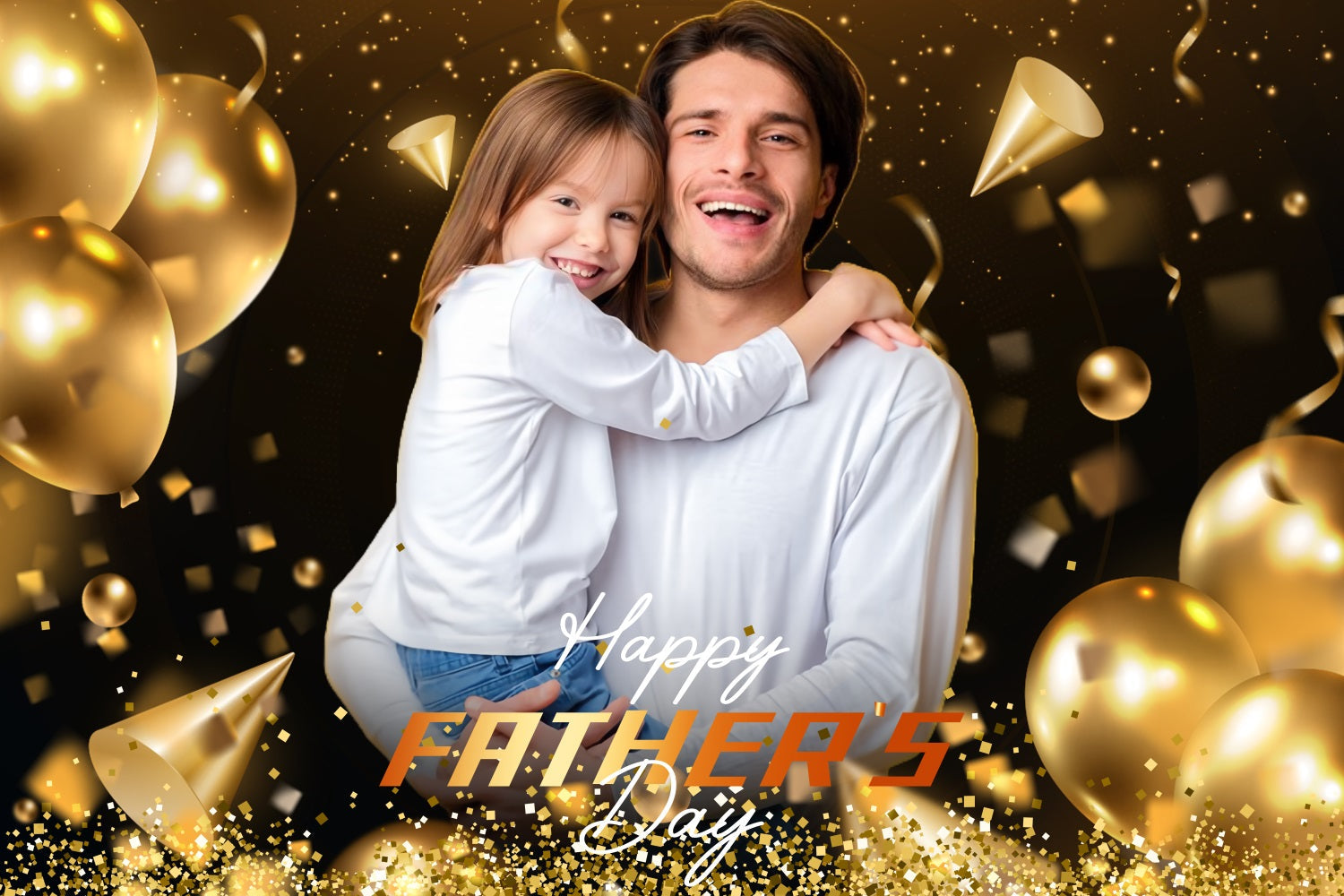 Backdrops für Vatertag Goldene Luftballons Konfetti Individueller Hintergrund LXX5-29