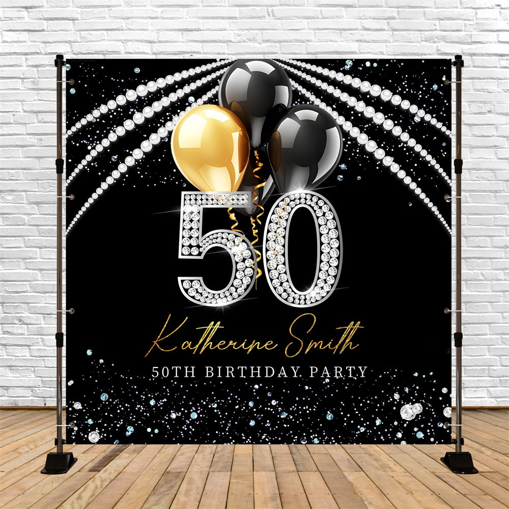 50. Geburtstag Backdrop Diamond Sparkle Balloon Personalisierte Backdrop LXX5-88