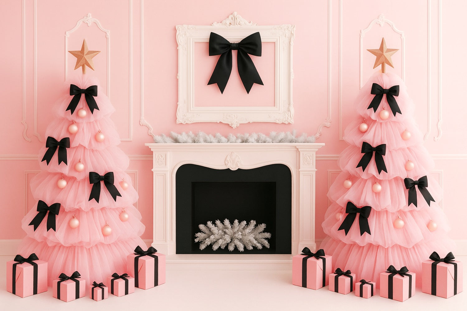 Rosa Schleifen-Hintergrund Pink Bow Christmas Elegance Victorian Backdrops LXX510-114