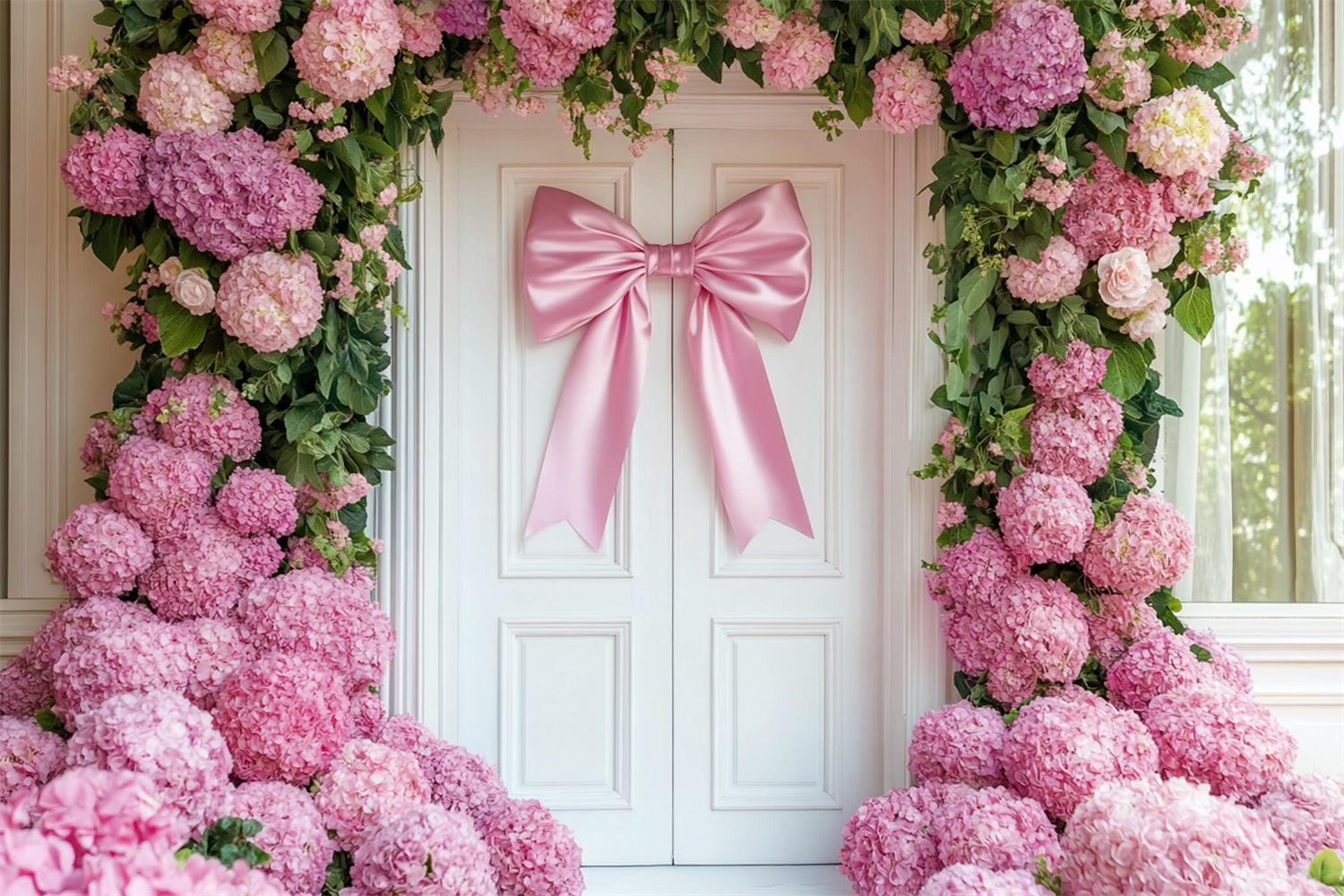 Bogen-Hintergrund Rosa Hortensien-Türbogen Blumen-Hintergrund LXX510-143