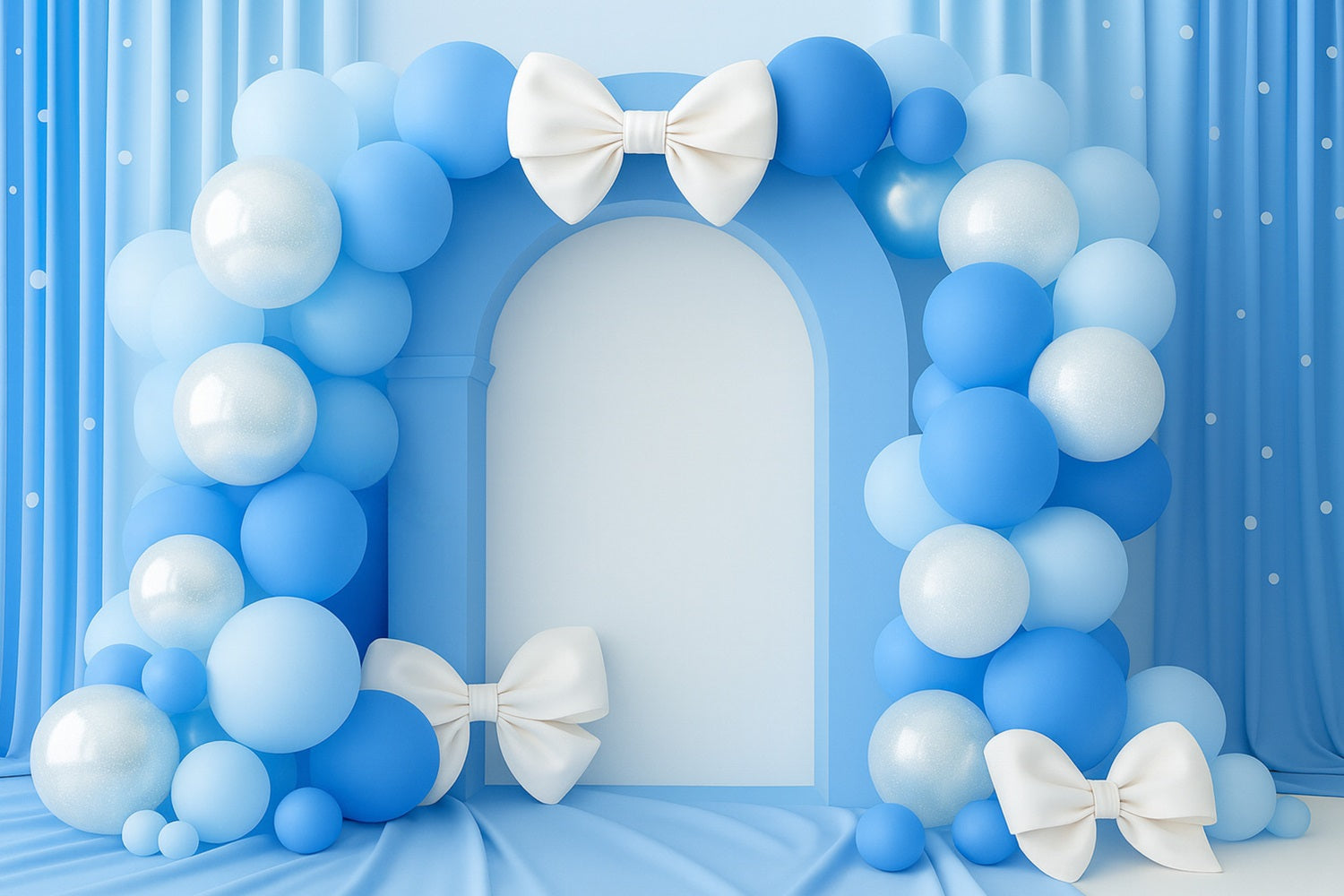 Bogen-Hintergrund mit blauem Ballonbogen, Eleganz und Kuchen-Hintergrund LXX510-149