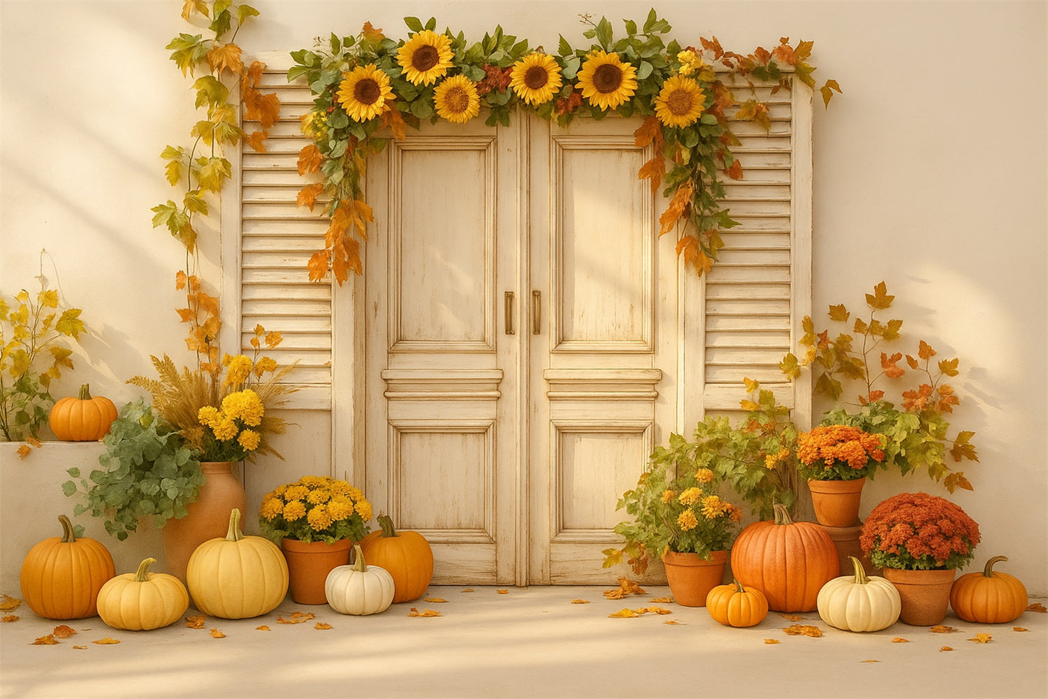 K¨¹rbis-Fotohintergrund Sonnenblument¨¹r Herbstfreude Thanksgiving-Hintergr¨¹nde LXX510-26